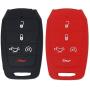 WEIBISS 2 Pack 5 Buttons Protective Rubber Smart Key Fob Shell Remote Cover Case Protector Wallet Keyless Jacket for Dodge 2021 2020 2019 Ram 1500 Pickup 68291690AB/AC/AD, Black Red