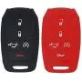WEIBISS 2 Pack 5 Buttons Protective Rubber Smart Key Fob Shell Remote Cover Case Protector Wallet Keyless Jacket for Dodge 2021 2020 2019 Ram 1500 Pickup 68291690AB/AC/AD, Black Red