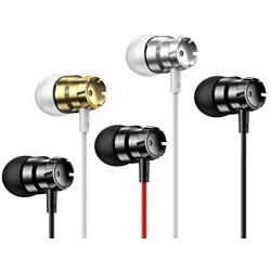 5 Pack Earbud Headphones Geeboy Headphones Wholesale in-Ear mic 3.5mm Electronics Wired Headphones (Earphones/Earbuds/Headset) for iOS and Android Smartphones, Laptops, Gaming, Chromebook