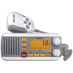 Uniden UM435 Advanced Fixed Mount VHF Marine Radio, All USA/International/Canadian Marine Channels Including New 4-Digit, CDN “B” Channels, 1 Watt/25 Watt Power, Waterproof IPX8 Submersible, White