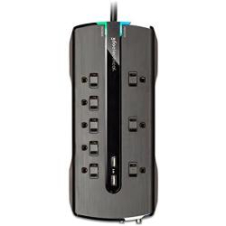360 Electrical 360543 Director3.4 Surge Protector with 8 Outlets, 3.4 Amp/17 Watt USB Charging and Coax, Black