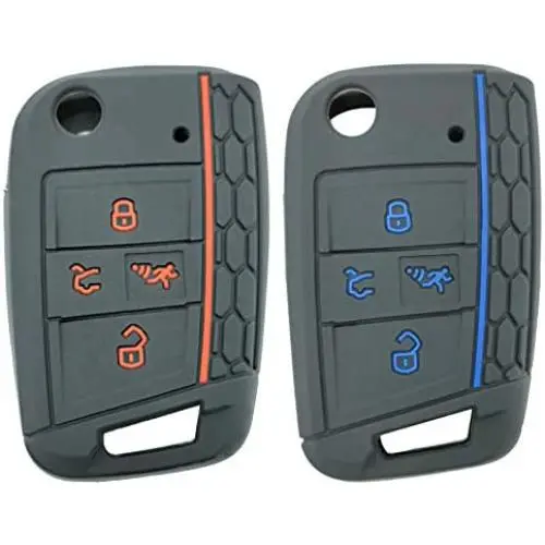 2Pcs Coolbestda Compatible with 2020 2019 2018 2017 VW Golf Alltrack Sportwagen GTI Tiguan Atlas POLO Skoda Octavia Flip Out Key Fob Case Cover Skin Jacket Pouch Sleeve Glove Protector NBGFS12A01