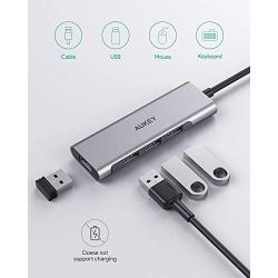 AUKEY USB C Hub 4 Ports, Aluminum USB C to USB 3.0 Hub Adapter, Ultra Slim Thunderbolt 3 Type C Adapter for MacBook Pro 2020/2019, Google Chromebook Pixel, Dell XPS and More