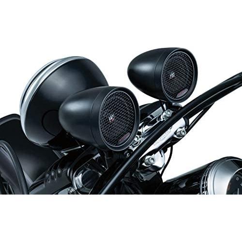 Kuryakyn 2713 MTX Road Thunder Weather Resistant Motorcycle Speakers: 100 Watt Handlebar Mounted Audio Speaker Pods with Bluetooth Audio Controller, Satin Black