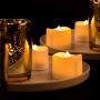 Homemory 12pcs Battery Tea Lights with Timer, 6 Hours on and 18 Hours Off in 24 Hours Cycle Automatically, Flameless Flickering Battery Operated LED Tea Lights, Dusk to Dawn, White Base