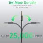TalkWorks Aux Cable 3.5mm Audio Cord for Car (2 Pack) 6ft Long Heavy Duty Male to Male Jack Auxiliary Cord Extension Adapter for Apple iPhone, Android for Samsung Galaxy, Headphones, Stereo - Slate