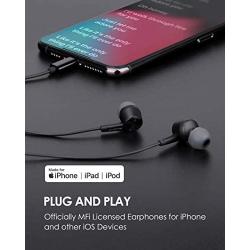 PALOVUE Lightning Headphones Earphones Earbuds Compatible iPhone 12 11 Pro Max iPhone X XS Max XR iPhone 8 Plus iPhone 7 Plus MFi Certified with Microphone Controller SweetFlow Black