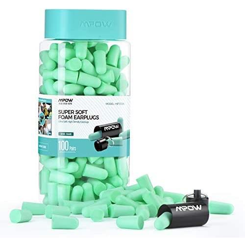 MPOW 133B Upgraded Soft Foam Earplugs, 38dB Highest SNR, Comfortable Ear Plugs for Sleeping, Snoring, Studying, Travel, Concerts, Loud Noise, 100 Pairs