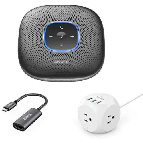 Anker PowerConf, PowerPort Cube, PowerExpand+ Conference Bundle, Portable Bluetooth Speakerphone with Enhanced Voice Pickup, Compact USB Power Strip with 3 Outlets & 3 USB Ports, USB C to HDMI Adapter Anker PowerConf, PowerPort Cube, PowerExpand+ Conference Bundle, Portable Bluetooth Speakerphone with Enhanced Voice Pickup, Compact USB Power Strip with 3 Outlets & 3 USB Ports, USB C to HDMI Adapter