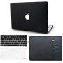 KECC Laptop Case Compatible with Old MacBook Pro 13'' (CD Drive) w/Keyboard Cover + Sleeve + Screen Protector (4 in 1 Bundle) Italian Leather Case A1278 (Black Leather)