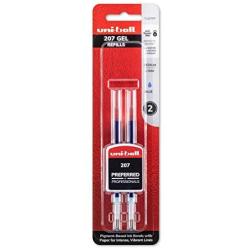 uni-ball 71207PP 207 Gel Pen Refills, Medium Point (0.7mm), Blue, 2 Count