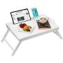 Rossie Home Media Bed Tray with Phone Holder - Fits up to 17.3 Inch Laptops and Most Tablets - Soft White - Style No. 78104