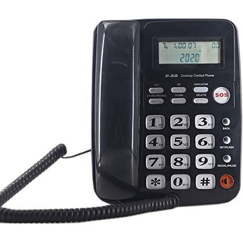JeKaVis J-P50 Desk Corded Landline Phone for Small Business and Home, 40dB Amplified Ringer for Seniors Elderly Support Hands-Free Calling, SOS Emergency Speed Dial (Black)