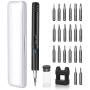 Electop Electric Rechargeable Screwdriver, Portable USB Power Supply Cordless Screw Driver, 21 Precision Bits /3 LED Lights/Magnetic Carry Case/Quick Change Chuck for Telephone, Watch, Camera etc.