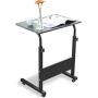DlandHome 23.6 Inches Medium Size Mobile Side Table, Adjustable Movable w/Tablet Slot & Wheels, Portable Laptop Stand for Bed Sofa, 05#3-60B Black