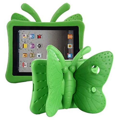 Tading iPad 10.2 Case 2020, iPad 7th Generation Case for Kids, Cute Butterfly Shockproof EVA Foam Super Protection Kid Proof Protective Stand Cover for iPad 10.2 Inch 2019 7th 2020 8th Gen - Green