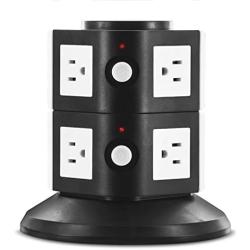 Aduro Surge Protector Power Tower 8 Outlets Family Multi Charging Station with Smart Charge Tech for iPhone, iPad, Galaxy & All Devices (White)