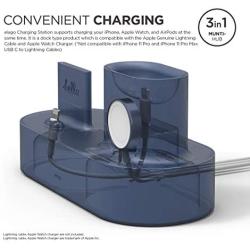 elago 3 in 1 Apple Charging Station Compatible with Apple Watch Series 6/SE/5/4/3/2/1, Apple AirPods 2/1, iPhone 11 and All iPhone Models [Original Cables Required] (Jean Indigo)