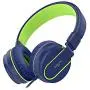 Elecder i36 Kids Headphones Children Girls Boys Teens Foldable Adjustable On Ear Headphones 3.5mm Jack Compatible Cellphones Computer Kindle MP3/4 School Tablet Blue/Green