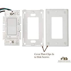 Hamilton Hills LED Dimmer Switch with Faceplate Cover | Magnetic Low Voltage Dimmable Electrical Light Switch for LED Lights in Wall Include Wallplate White