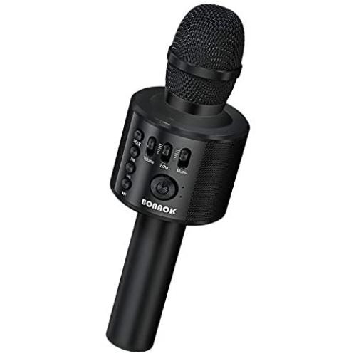BONAOK Wireless Bluetooth Karaoke Microphone,3-in-1 Portable Handheld Karaoke Mic Speaker Machine Birthday Home Party for Android/iPhone/PC or All Smartphone (Q37 Black)