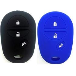 Ezzy Auto Black and Blue Silicone Rubber Key Fob Case Key Covers Key Jacket Skin Protectors fit for Highlander Sequoia Sienna Tacoma Tundra