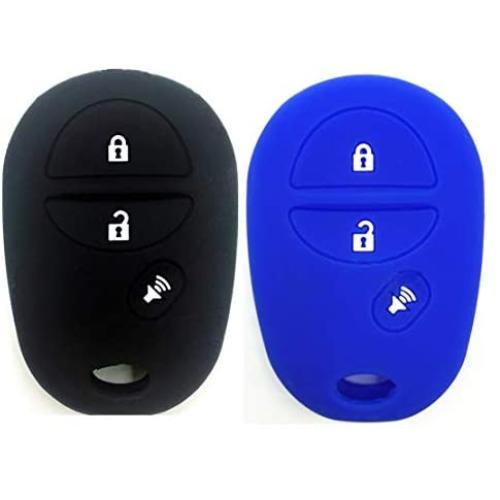 Ezzy Auto Black and Blue Silicone Rubber Key Fob Case Key Covers Key Jacket Skin Protectors fit for Highlander Sequoia Sienna Tacoma Tundra
