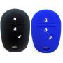 Ezzy Auto Black and Blue Silicone Rubber Key Fob Case Key Covers Key Jacket Skin Protectors fit for Highlander Sequoia Sienna Tacoma Tundra