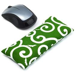Mouse Wrist Rest Support Pad - Ergonomic Mouse Pad with Wrist Support for Computer, Laptop, Office Work, PC Gaming, Massage Ergobeads & Cotton Fabric (Grass)