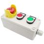mxuteuk Red Green with 110V LED Light Waterproof IP65 Momentary Push Switch, 2NC Red Mushroom Emergency Stop Button with Protective Cover Anti-misoperation 10A 600V, IP67 ABS Box Station MX-BOX-03