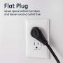 GE, Black, 8 ft Extension Cord, 3 Outlet, Flat Plug, Grounded, 16 Gauge, UL Listed, 56991, 1 Pack