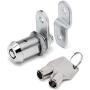 Tubular Cam Lock with 1 1/8'' Cylinder and Chrome Finish, Keyed Alike with 2 Keys, 1 1/4'' Cam and Offset Cam