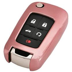 Pink TPU Key Fob Cover Case Remote Holder Skin Protector Jacket for Chevy Chevrolet Equinox Camaro Cruze Malibu Sonic Volt Park Impala Buick Encore Allure Regal