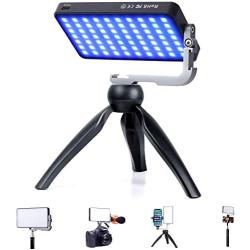 IVISII G2 Pocket RGB Camera Light,32Wh Built-in 3600mAh Rechargeable Battery 360°Full Color Gamut 9 Light Effects,2600-10000K LED Video Light Panel with Aluminum Alloy Body, Adjustable Tripod Stand