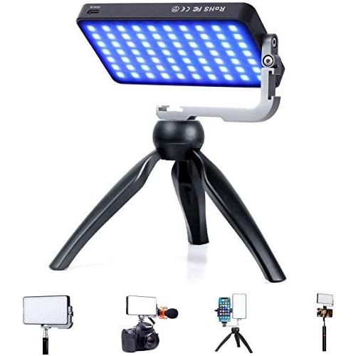 IVISII G2 Pocket RGB Camera Light,32Wh Built-in 3600mAh Rechargeable Battery 360°Full Color Gamut 9 Light Effects,2600-10000K LED Video Light Panel with Aluminum Alloy Body, Adjustable Tripod Stand