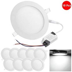 DELight 12W 6'' LED Recessed Lighting 10 Pack Panel Ceiling Light Ultra-thin Cool White 100W Equivalent Downlight