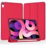 iMieet Case for New iPad Air 4th Generation 10.9 Inch 2020 with Pencil Holder [Support Touch ID and iPad 2nd Pencil Charging/Pair], Trifold Stand Smart Case with Soft TPU Back,(Red)