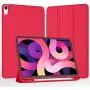iMieet Case for New iPad Air 4th Generation 10.9 Inch 2020 with Pencil Holder [Support Touch ID and iPad 2nd Pencil Charging/Pair], Trifold Stand Smart Case with Soft TPU Back,(Red)