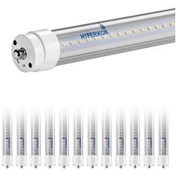 Hyperikon 8 Foot LED Tube, T8 T10 T12 75 Watt Replacement (36W), Ballast Bypass, Clear Lens, UL, Bright White, 12 Pack