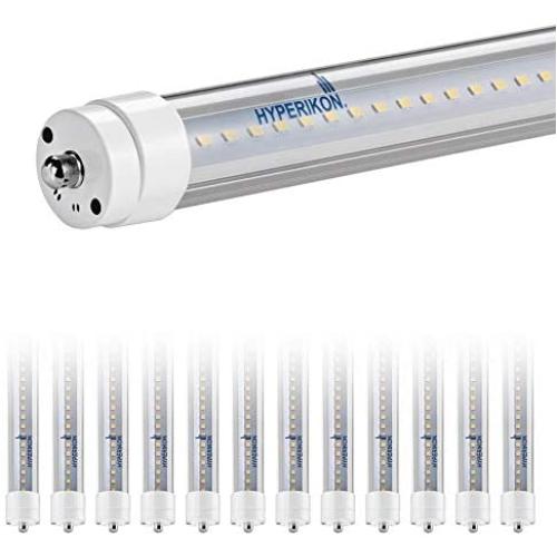 Hyperikon 8 Foot LED Tube, T8 T10 T12 75 Watt Replacement (36W), Ballast Bypass, Clear Lens, UL, Bright White, 12 Pack