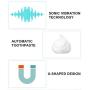 Automatic Sonic Teeth Whitening, with Two U-Shape Brush Head, IPX7 Waterproof Hands Free, Rechargeable 360° Ultrasonic Electric Toothbrush, for Adults
