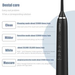Sonic Electric Toothbrush, Wireless Rechargeable Waterproof Power Smart Timer Four Modes Deep Clean Electric Toothbrush（Black）