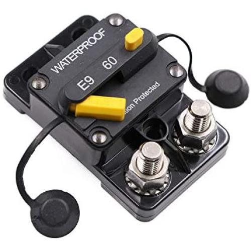 T Tocas 60 A Surface-Mount Circuit Breaker double 3/8'' stud with Manual Reset, 12V- 72V DC, Waterproof