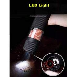 ZENEE Electric Pepper and Salt Grinder Set, Adjustable Coarseness, Battery Powered with LED Light, One Hand Automatic Operation, Stainless Steel Black, Black1)