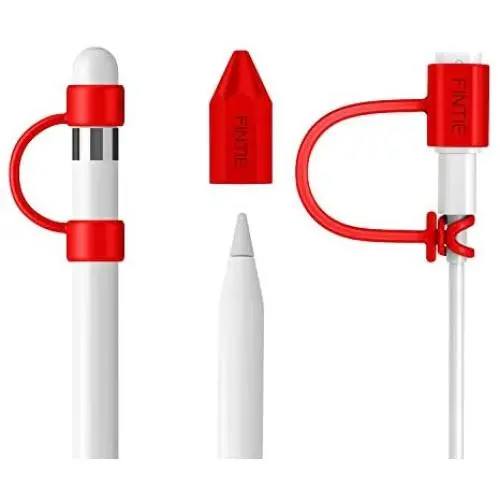 Fintie 3 Pieces Bundle Compatible with Apple Pencil Cap Holder, Nib Cover, Adapter Tether for Apple Pencil 1st Generation, iPad 10.2, iPad 9.7, iPad Air 3rd Gen/iPad Pro 10.5 Pencil, Red