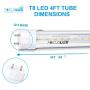 Focuslux 4 Pack T8 T12 LED Bulbs 4 Foot, 18W = 40W Fluorescent, 3200Lm, 4000K, T10 Light Tube, Single or Double Ended Powered, Dual End Ballast Compatible & Bypass , UL, DLC, Clear