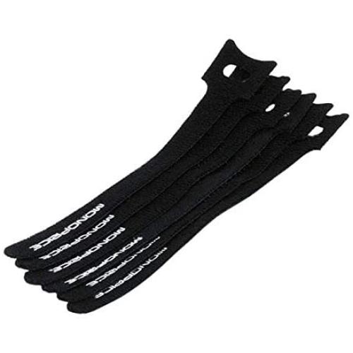 Monoprice Hook & Loop Fastening Cable Ties 6inch, 10pcs/Pack - Black