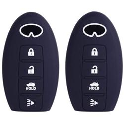 2Pcs XUHANG Sillicone key fob Skin key Cover Remote Case Protector Shell for Infiniti EX35 FX50 G35 G37 M45 QX56 FX50 M35 M56 QX60 QX80 Smart Remote 4 Button Black