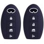 2Pcs XUHANG Sillicone key fob Skin key Cover Remote Case Protector Shell for Infiniti EX35 FX50 G35 G37 M45 QX56 FX50 M35 M56 QX60 QX80 Smart Remote 4 Button Black