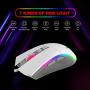 Havit Mechanical Gaming Keyboard and Mouse Combo Blue Switch 104 Keys Rainbow Backlit Keyboards, 4800 Dots Per Inch 7 Button Mouse Wired for PC Gamer Computer Laptop (White)